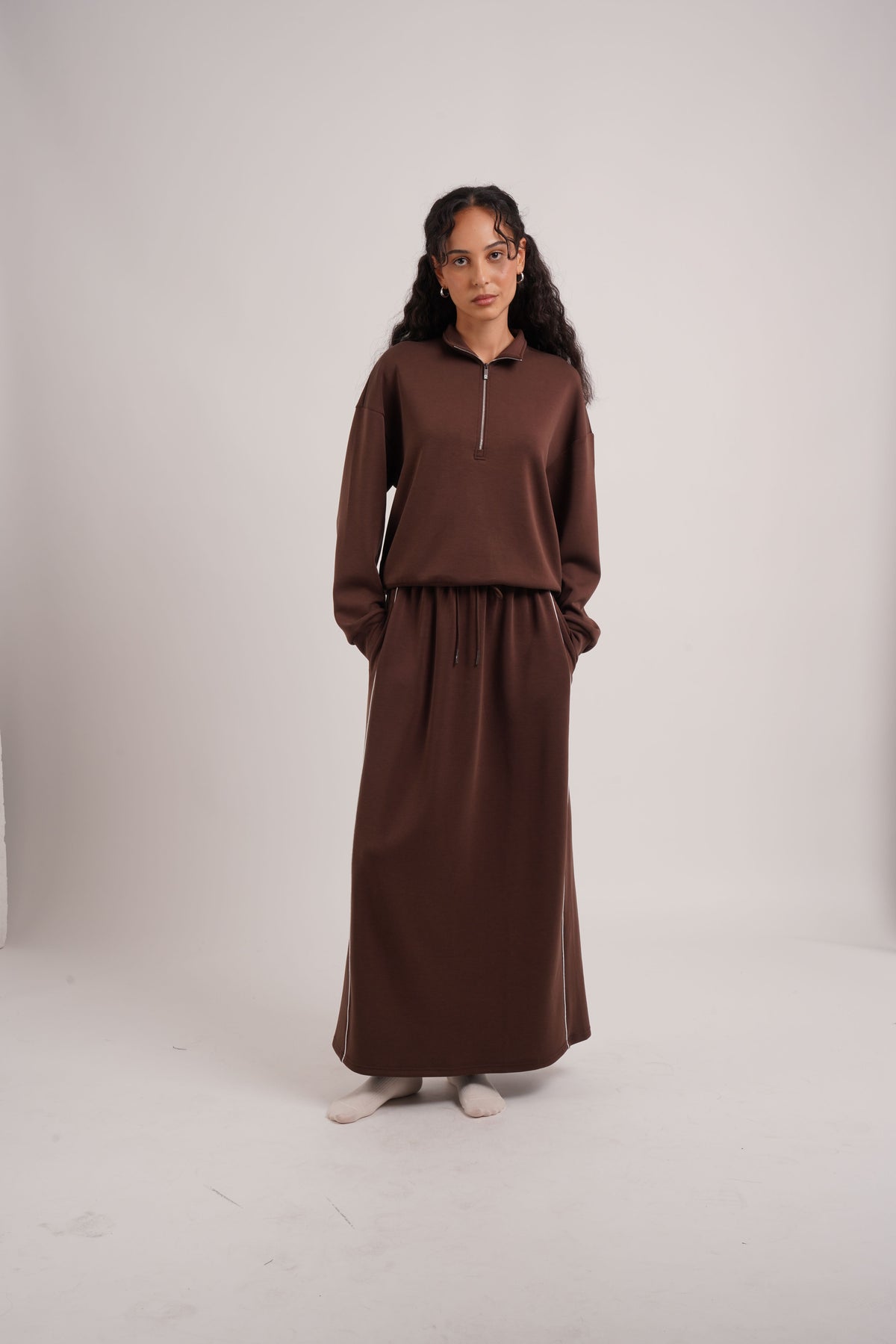Soft Luxe Sweater and Maxi Set - Espresso