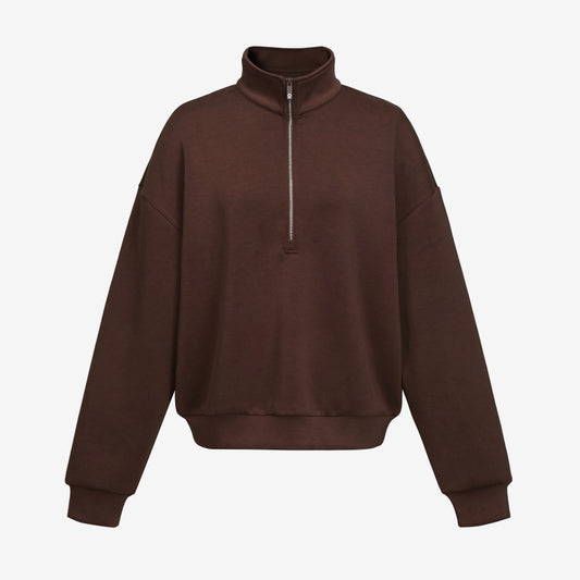 Soft Luxe Half Zip Sweater- Espresso