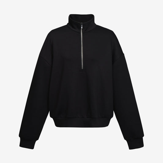 Soft Luxe Half Zip Sweater- Black
