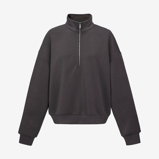 Soft Luxe Half Zip Sweater- Charcoal Grey