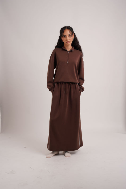 Soft Luxe Half Zip Sweater- Espresso
