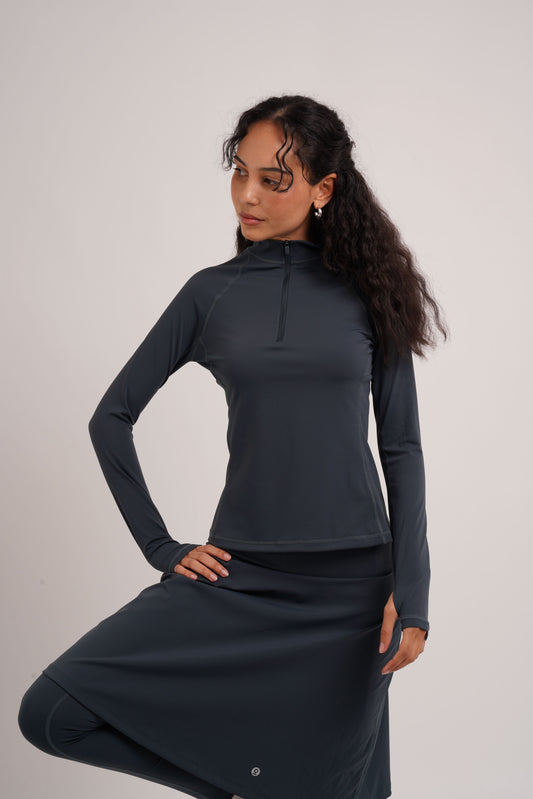 Active Quarter Zip - Dark Jade