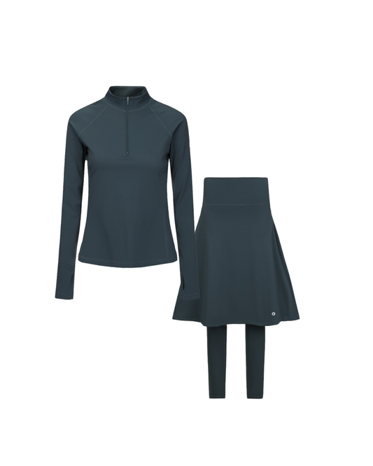 Active Quarter Zip Set - Dark Jade